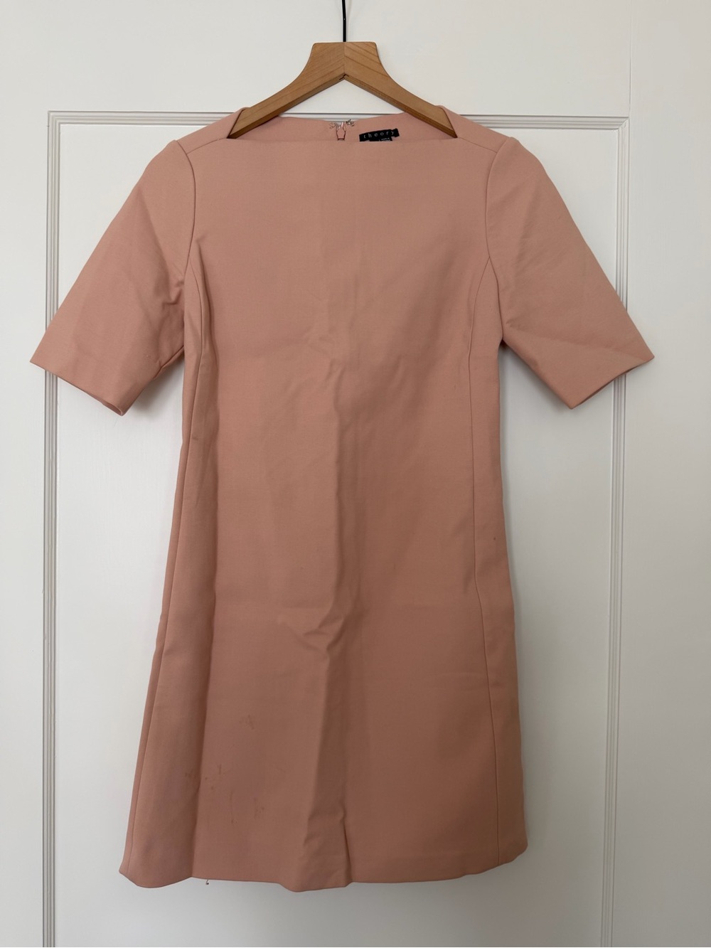 Theory Dusty Rose Short-Sleeve Shift Dress